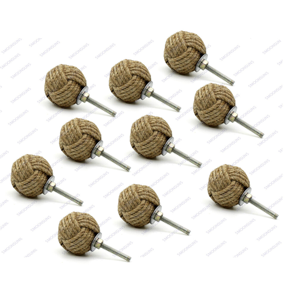 5Moonsun5's Jute Rope Knot Handles: Drawer Pulls & Push Knobs For Cabinets Wardrobes & Kitchen Cupboards 35 Mm (Pack Of 10) 8906117460039