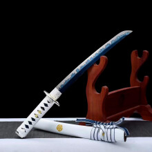 Handmade Short Katana 55 cm Manganese Steel Blade Zinc Alloy Guard Wooden Sheath Samurai Sword for Collecting and Martial Arts