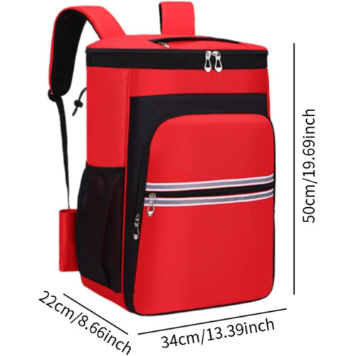 Cleaning Storage Backpack with Adjustable Shoulder Straps, Reflective Belt, and Household Tool Compartment, Red 2
