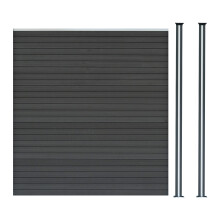 WPC Sichtschutzzaun x1 & LED Zaunpfosten x2 - Grau