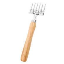 Manual Ice Crusher with Wooden Handle, Durable Aluminium Alloy Ice Chopper Fork for Cocktails, Desserts, and Slush Ice