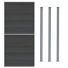 WPC Sichtschutzzaun x2 & LED Zaunpfosten x3 - Grau