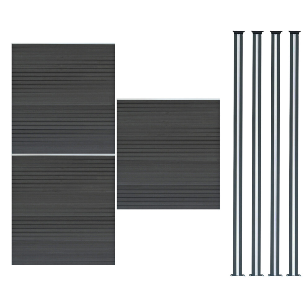 Rackhams Grey Composite Fence Panel X 3 & Led Posts X 4 - Image 2