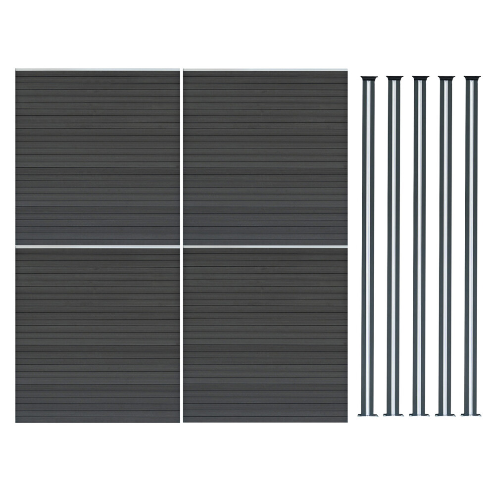 Monstershop Grey Composite Fence Panel X 4 & Led Posts X 5 - Image 3