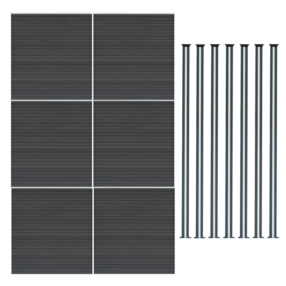 Monstershop (Fence Panels X & Posts X 7 - ) Composite Fence Panels Corner Pieces Posts Gates Led Grey Size 6