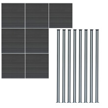 WPC Sichtschutzzaun x7 & LED Zaunpfosten x8 - Grau