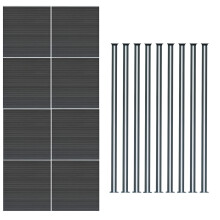 WPC Sichtschutzzaun x8 & LED Zaunpfosten x9 - Grau
