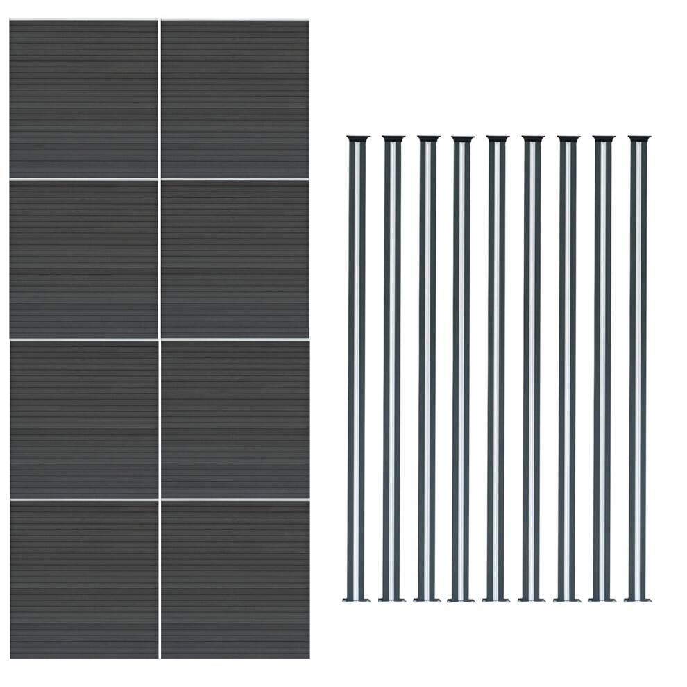 Monstershop Grey Composite Fence Panel X 8 & Led Posts X 9 - Image 2