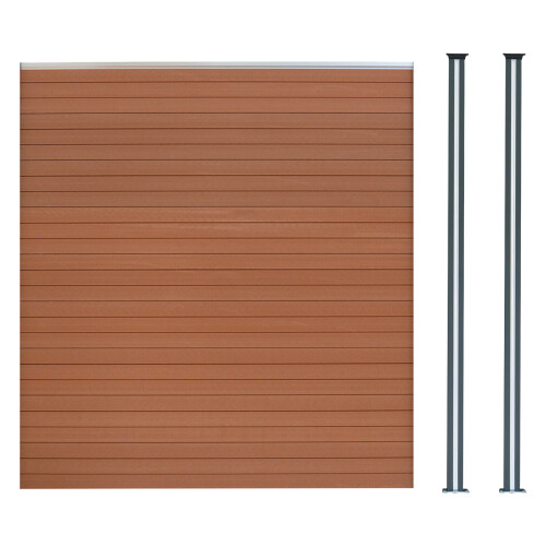 Composiet Schutting Paneel & 2 x LED Palen - Bruin