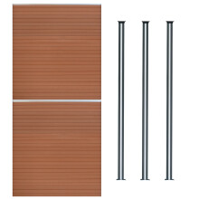 WPC Sichtschutzzaun x2 & LED Zaunpfosten x3 - Braun