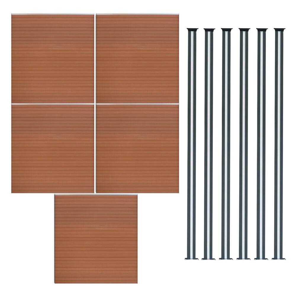 Monstershop Composite Fence Panels & LED Posts 6ft x 29ft - Brown in Terracotta - Image 2