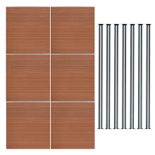 WPC Sichtschutzzaun x6 & LED Zaunpfosten x7 - Braun