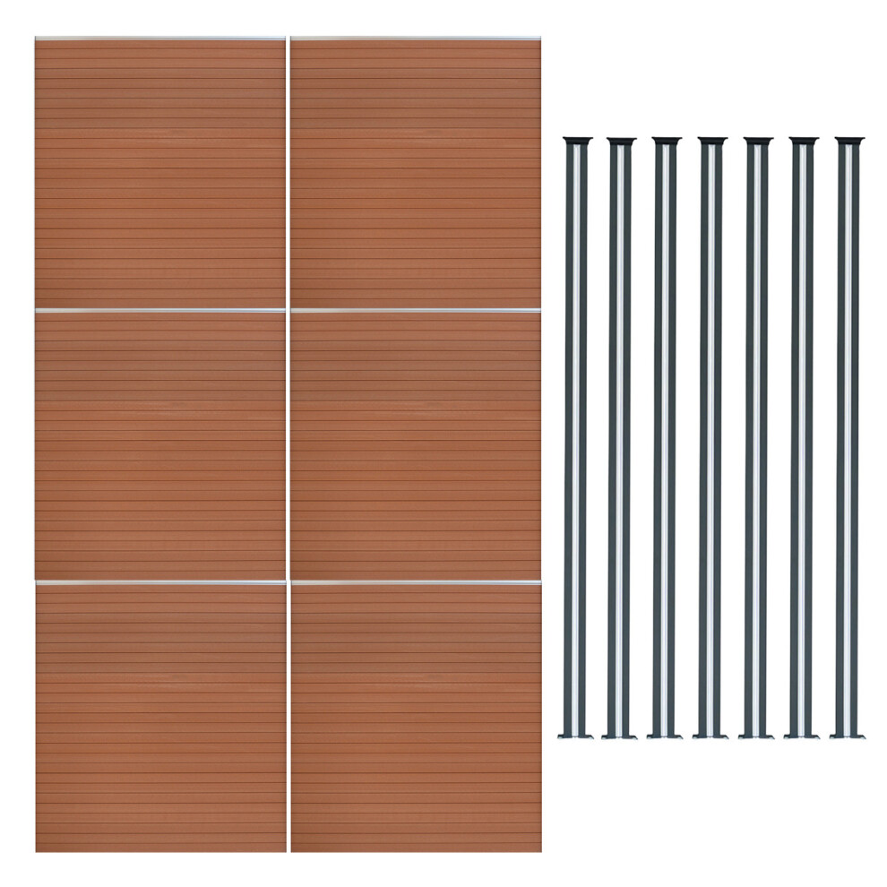 (Fence Panels X 6 & Posts X 7 - Brown) Composite Fence Panels Corner Pieces Posts Gates Led 5056806828190