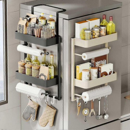 (Single Layer, White) Refrigerator Storage Rack Large Capacity Strong Load-bearing Anti-Rust Corrosion Resistant 2
