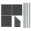 Composiet Schutting Panelen x 3, Schuin Paneel & LED Palen x 4 - Grijs 1