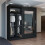 (Black, 203cm) Sliding Wardrobes 4U LED Mirror Sliding Wardrobe 4