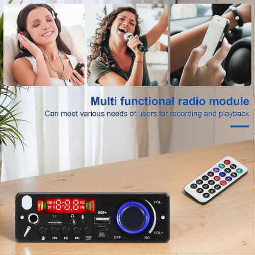 (Small) 160W Amplifier FM Radio Module Easy to Use Compact Remote Control Bluetooth-compatible Music Player 1