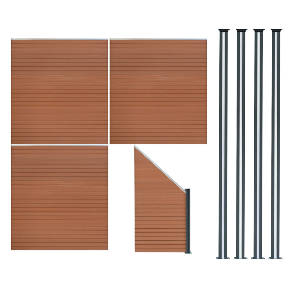 B&Q - Composite Fence Panels Kit X 3Angled Piece & Posts X 4 SetBrown - Image 2