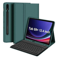 (1, Dark green) 1 Set Tablet Keyboard & Protective Case Colorful Wireless Bluetooth-compatible Keyboard with