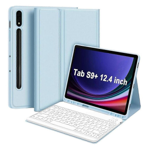(1, Ocean blue) 1 Set Tablet Keyboard & Protective Case Colorful Wireless Bluetooth-compatible Keyboard with