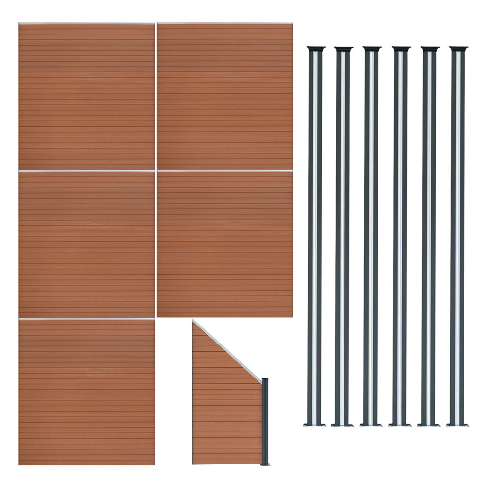Monstershop Unisex Terracotta Composite Fence Panels, Angled Piece & Led Posts 6Ft X 31.5Ft - Brown In - Image 2