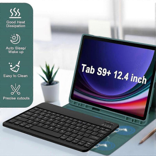 (1, Ocean blue) 1 Set Tablet Keyboard & Protective Case Colorful Wireless Bluetooth-compatible Keyboard with 1