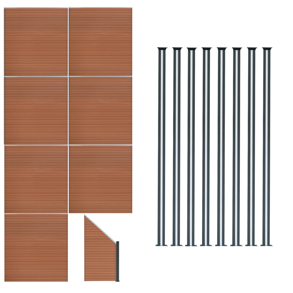 Monstershop Unisex Terracotta Composite Fence Panels, Angled Piece & Led Posts 6Ft X 43Ft - Brown In - Image 2
