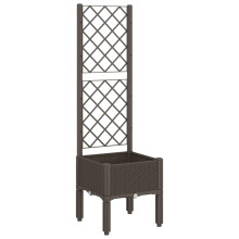Brown Polypropylene Flower Box with Trellis, 40 x 40 x 142 cm Outdoor Planter