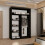 (Black, 120cm) Double Mirror Sliding Door Wardrobe 3