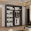 (Grey, 150cm) Double Mirror Sliding Door Wardrobe 3