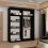 (Black, 180cm) Double Mirror Sliding Door Wardrobe 3