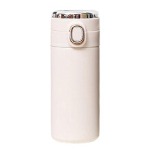 (S, White) 350/420ml Vacuum Insulated Cup Bouncing Lid LED Screen Temperature Display Large Capacity Drinkware