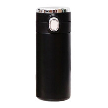 (S, Black) 350/420ml Vacuum Insulated Cup Bouncing Lid LED Screen Temperature Display Large Capacity Drinkware