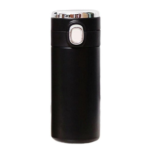 (S, Black) 350/420ml Vacuum Insulated Cup Bouncing Lid LED Screen Temperature Display Large Capacity Drinkware