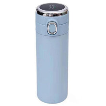 (L, Blue) 350/420ml Vacuum Insulated Cup Bouncing Lid LED Screen Temperature Display Large Capacity Drinkware