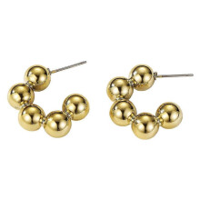 (E, Gold) BoSaiD 1 Pair Huggie Earrings C-shape Hollow Tube Solid Color Anti-allergy Electroplated Lightweight