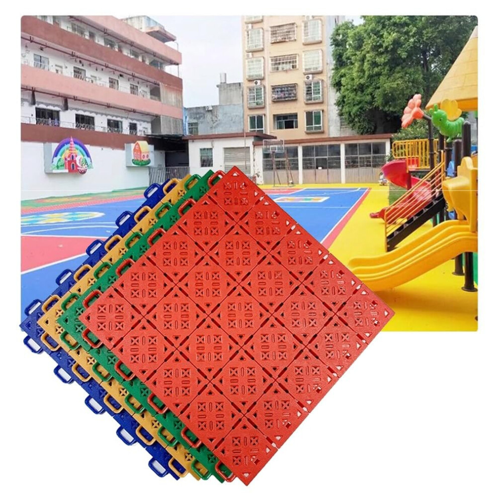 Sports Floor 33Cm Weatherproof Pp Modular Interlocking Floor Tiles For School Gym Playground Park Red 1Pcs 6482260097534
