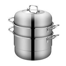 Dampfgarer 30cm aus 304 Edelstahl, 3-lagiger Suppentopf mit verdicktem Boden für Gas- und Induktionsherd