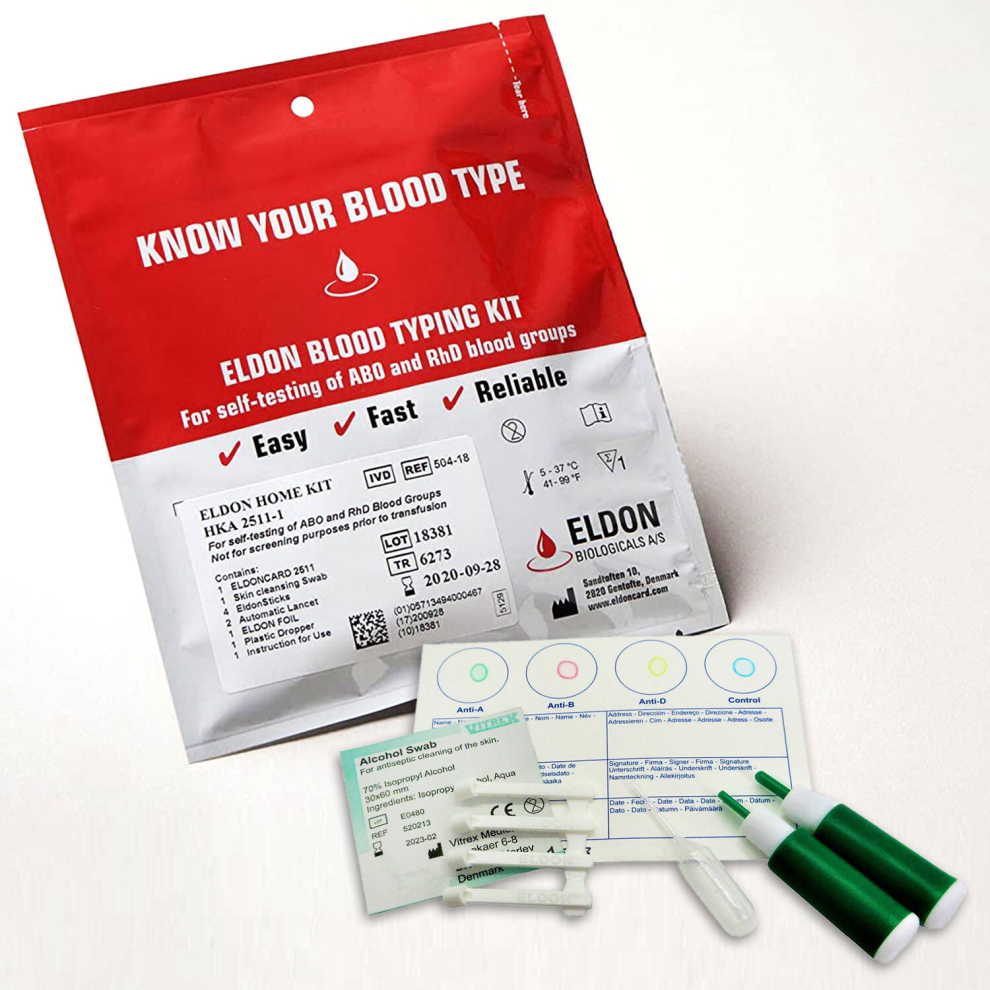 2 x Blood Type Test Kits A, O, B, Rhesus D Groups