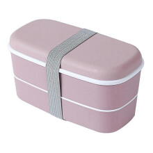 (Pink) Food Container 2 Layer Heat Resistant Microwaveable Safe Multifunctional Food Container for Outdoor