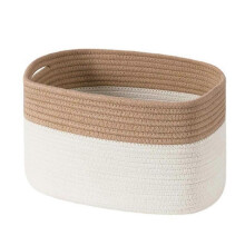 (Light yellow) BoSaiD Storage Box Breathable High Capacity Hand-knitted Woven Cotton Rope Storage Basket for Toys