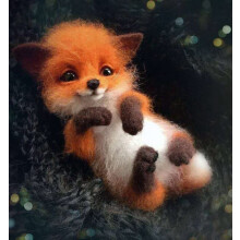 Cute Animals Brooch DIY Wool Needle Felt Craft Kit for Fox Doll - Unfinished Wool Felt Poke Set with Materials and Instructions