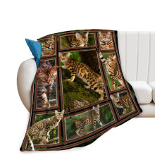 Cat Blanket Super Soft Fluffy Flannel Throw 80"x60" for Bengal Cats Cozy Plush Bedding Gifts for Cat Lovers