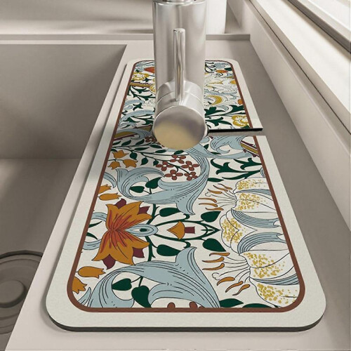 (B) Faucet Draining Mat Water Absorption Exquisite Pattern Reusable Non-Fading Simple Installation Drip 2