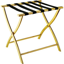 Suitcase Stand, Folding Pannier Rack for Hotel Lobby and Guest Room, Stainless Steel and Titanium, 52x45x53cm, Yellow