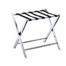 Folding Metal Luggage Rack - Chrome Plated Stainless Steel Suitcase Stand for Bedroom Use, Sturdy Travel Holder, Pack of 1