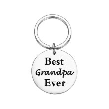 (25mm A) Stainless Steel Keychain Dad from Son Best Dad Ever Keychain Gift Double Sided Letter Print Keyring