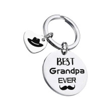(30mm D) Stainless Steel Keychain Dad from Son Best Dad Ever Keychain Gift Double Sided Letter Print Keyring