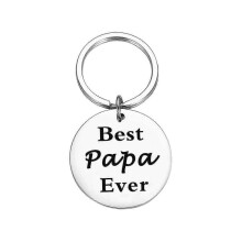 (25mm B) Stainless Steel Keychain Dad from Son Best Dad Ever Keychain Gift Double Sided Letter Print Keyring