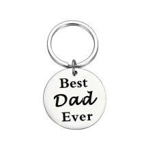 (30mm C) Stainless Steel Keychain Dad from Son Best Dad Ever Keychain Gift Double Sided Letter Print Keyring